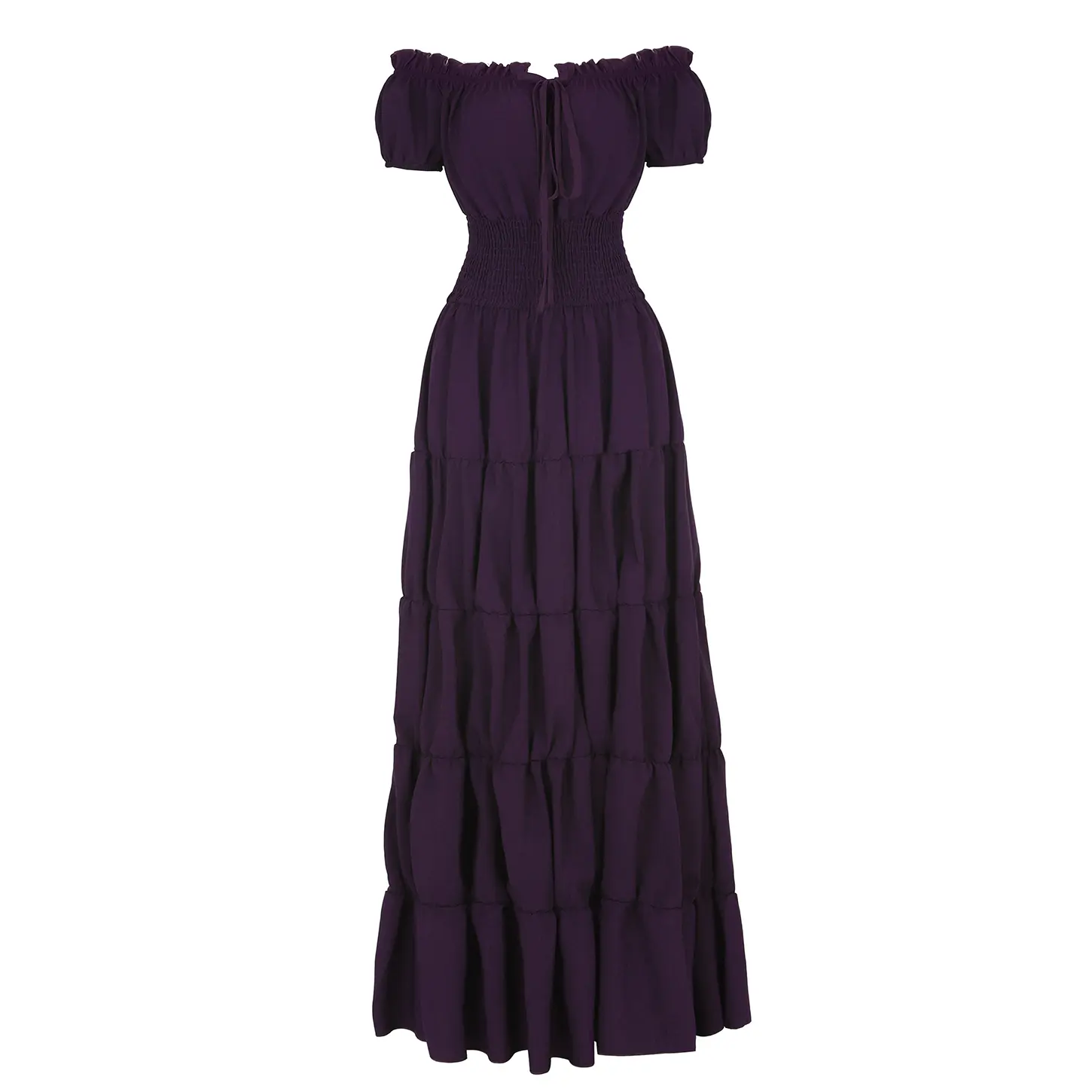 Women's Boho Off-Shoulder Smocked Maxi Dress