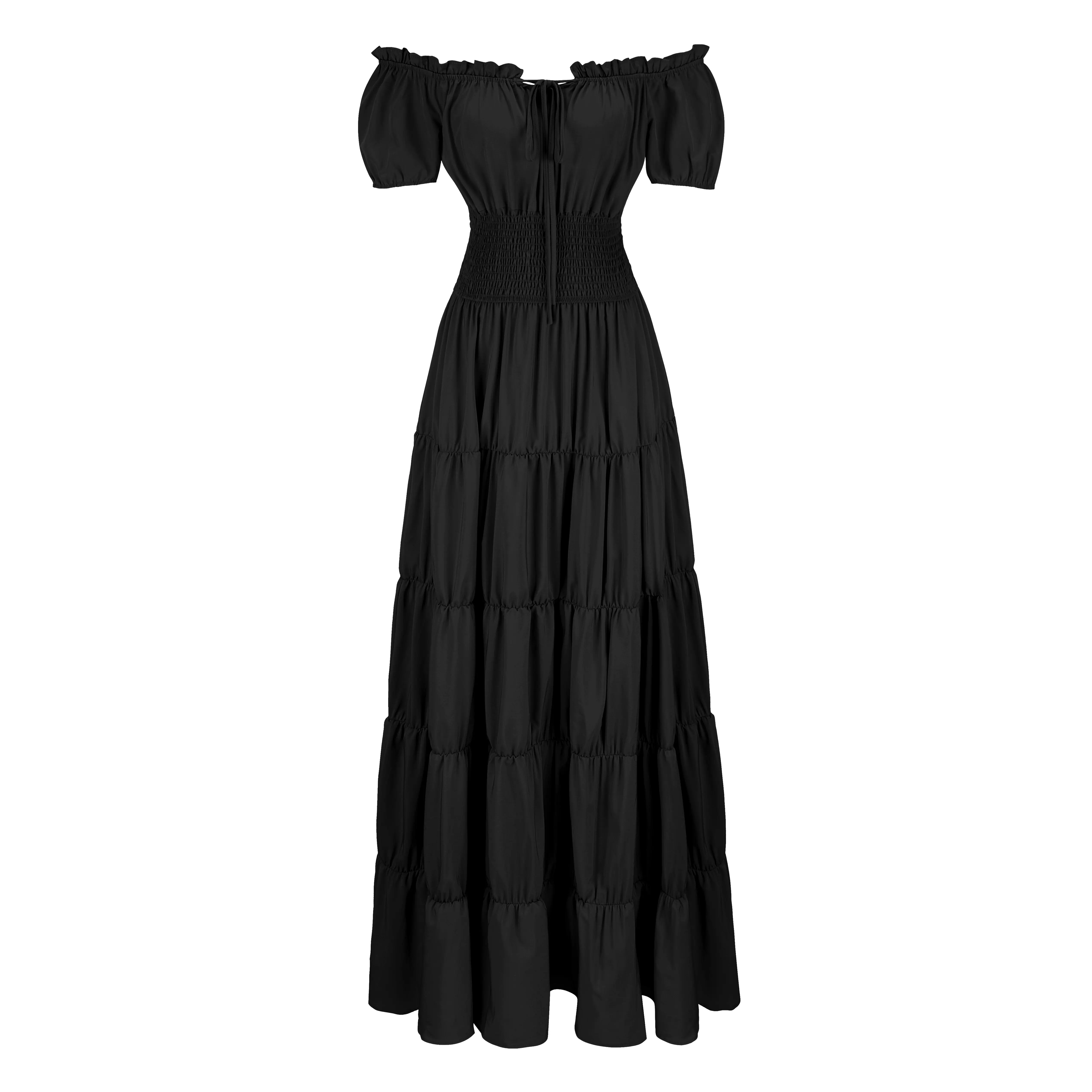 Women's Boho Off-Shoulder Smocked Maxi Dress