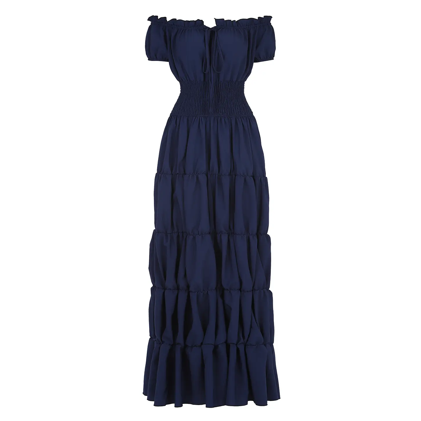 Women's Boho Off-Shoulder Smocked Maxi Dress