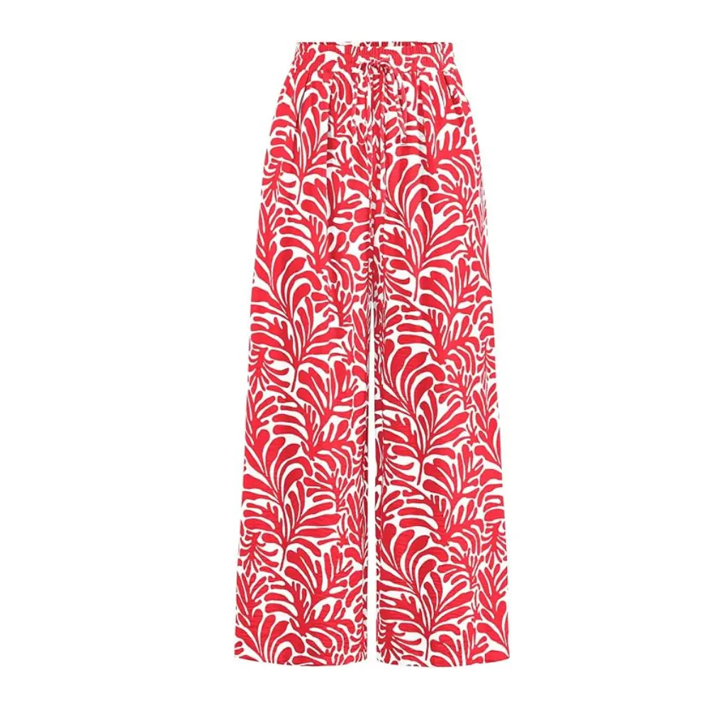 PrettyGarden Women's Pants Elastic WaistStriped Lightweight Palazzo Trousers WithPockets Casual Lounge Wide Leg
