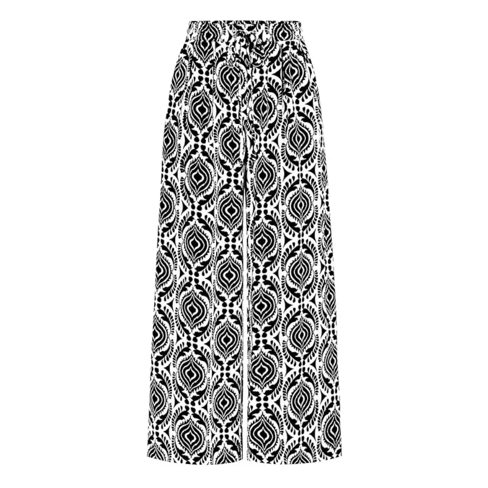 PrettyGarden Women's Pants Elastic WaistStriped Lightweight Palazzo Trousers WithPockets Casual Lounge Wide Leg