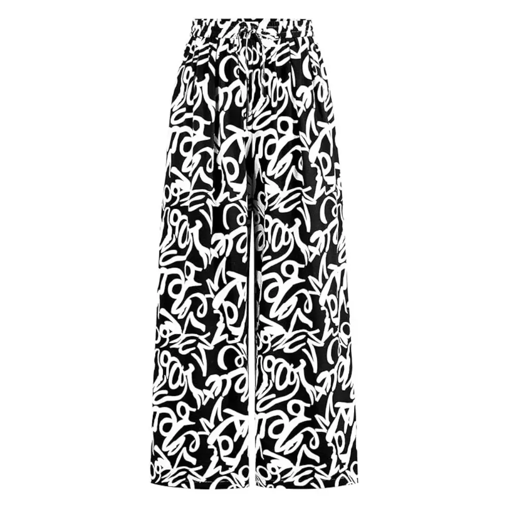 PrettyGarden Women's Pants Elastic WaistStriped Lightweight Palazzo Trousers WithPockets Casual Lounge Wide Leg