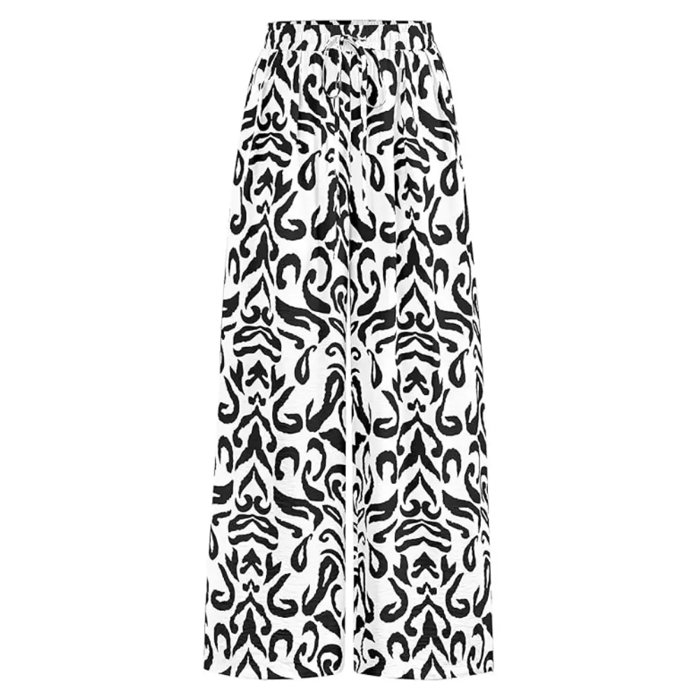 PrettyGarden Women's Pants Elastic WaistStriped Lightweight Palazzo Trousers WithPockets Casual Lounge Wide Leg