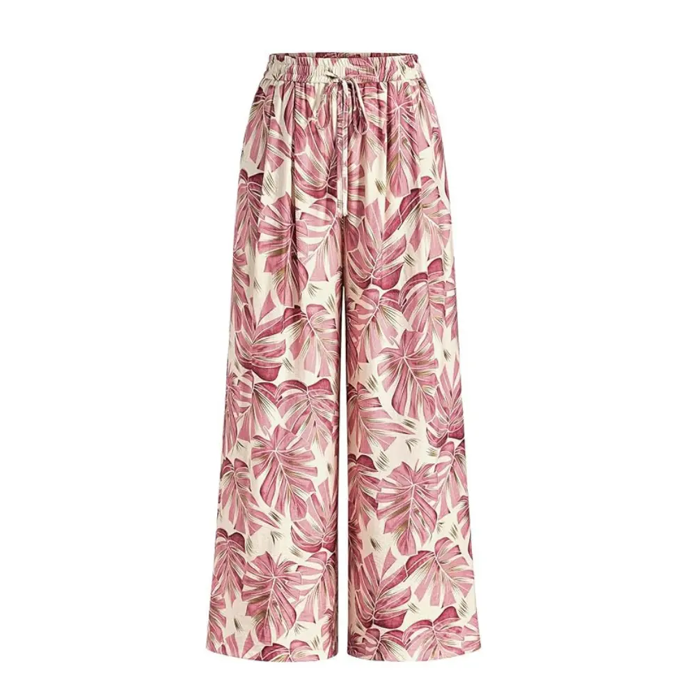 PrettyGarden Women's Pants Elastic WaistStriped Lightweight Palazzo Trousers WithPockets Casual Lounge Wide Leg