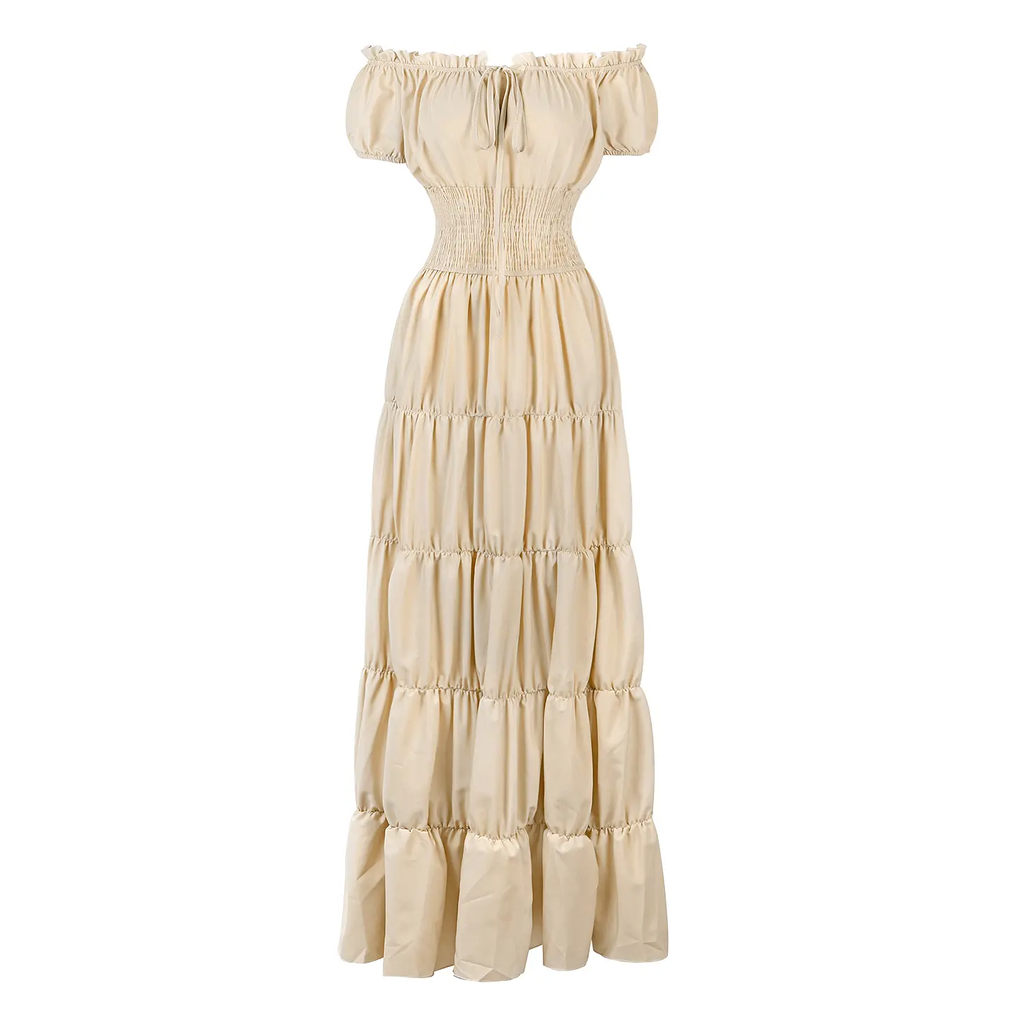 Women's Boho Off-Shoulder Smocked Maxi Dress