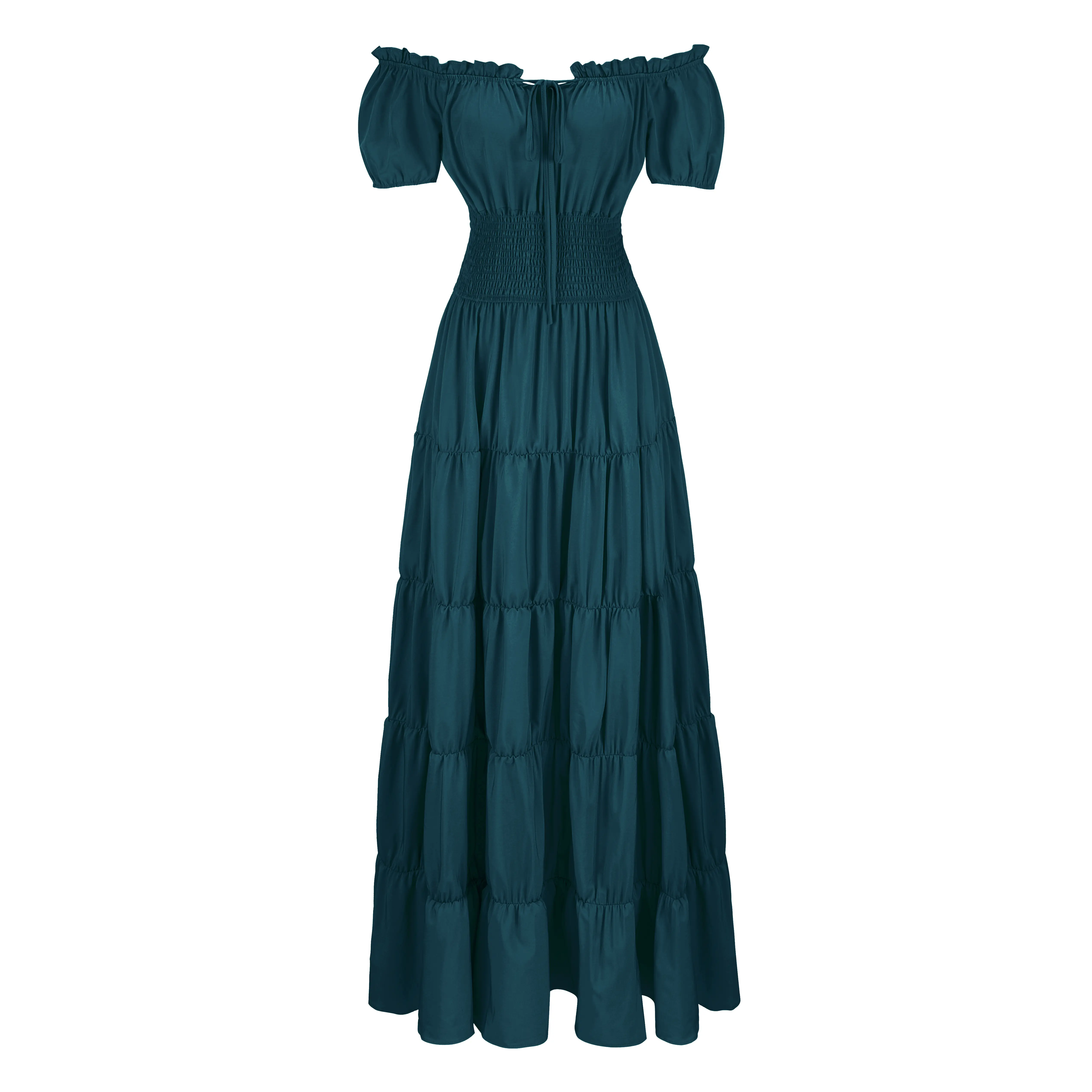 Women's Boho Off-Shoulder Smocked Maxi Dress