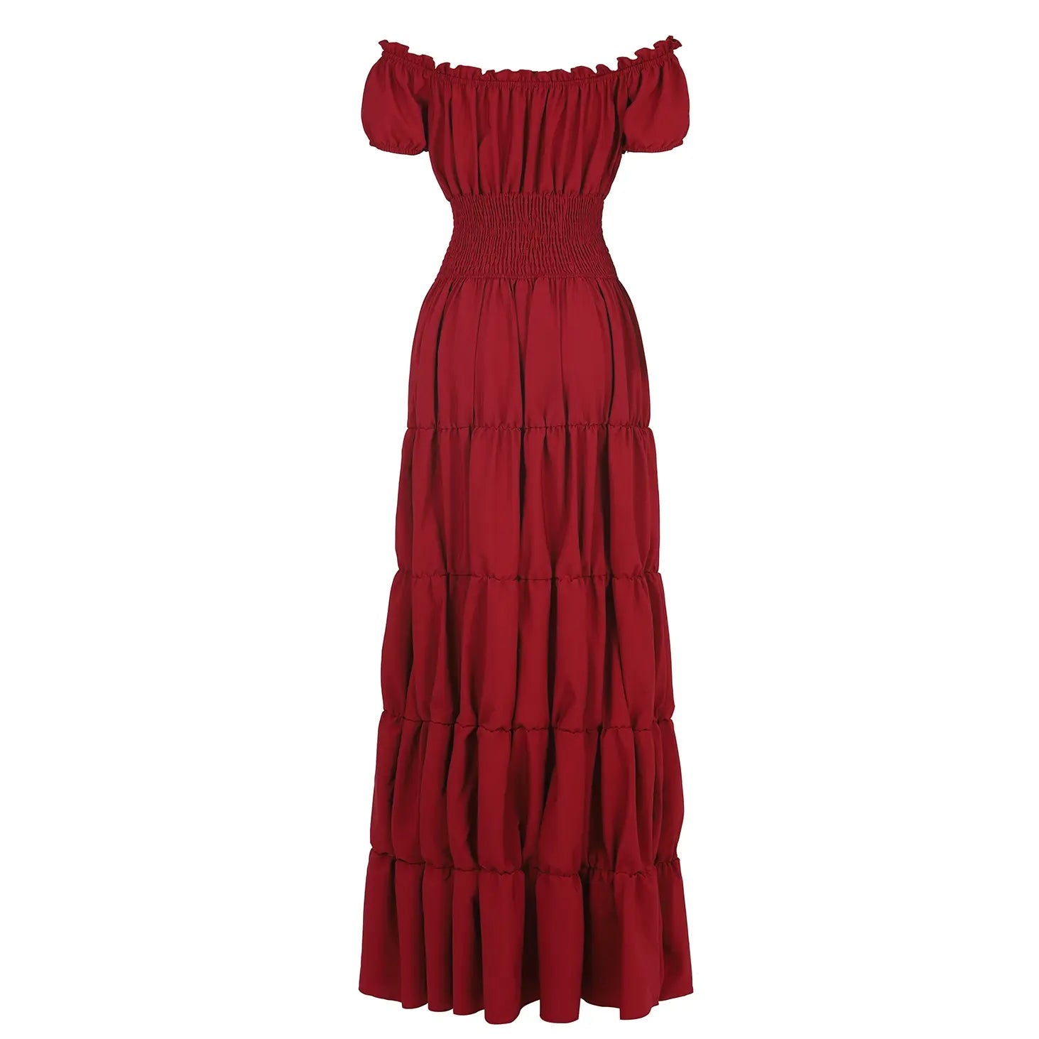 Women's Boho Off-Shoulder Smocked Maxi Dress