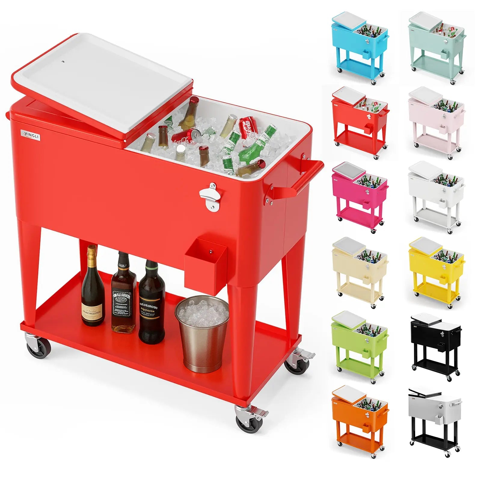 Rolling Patio Party Cooler Cart