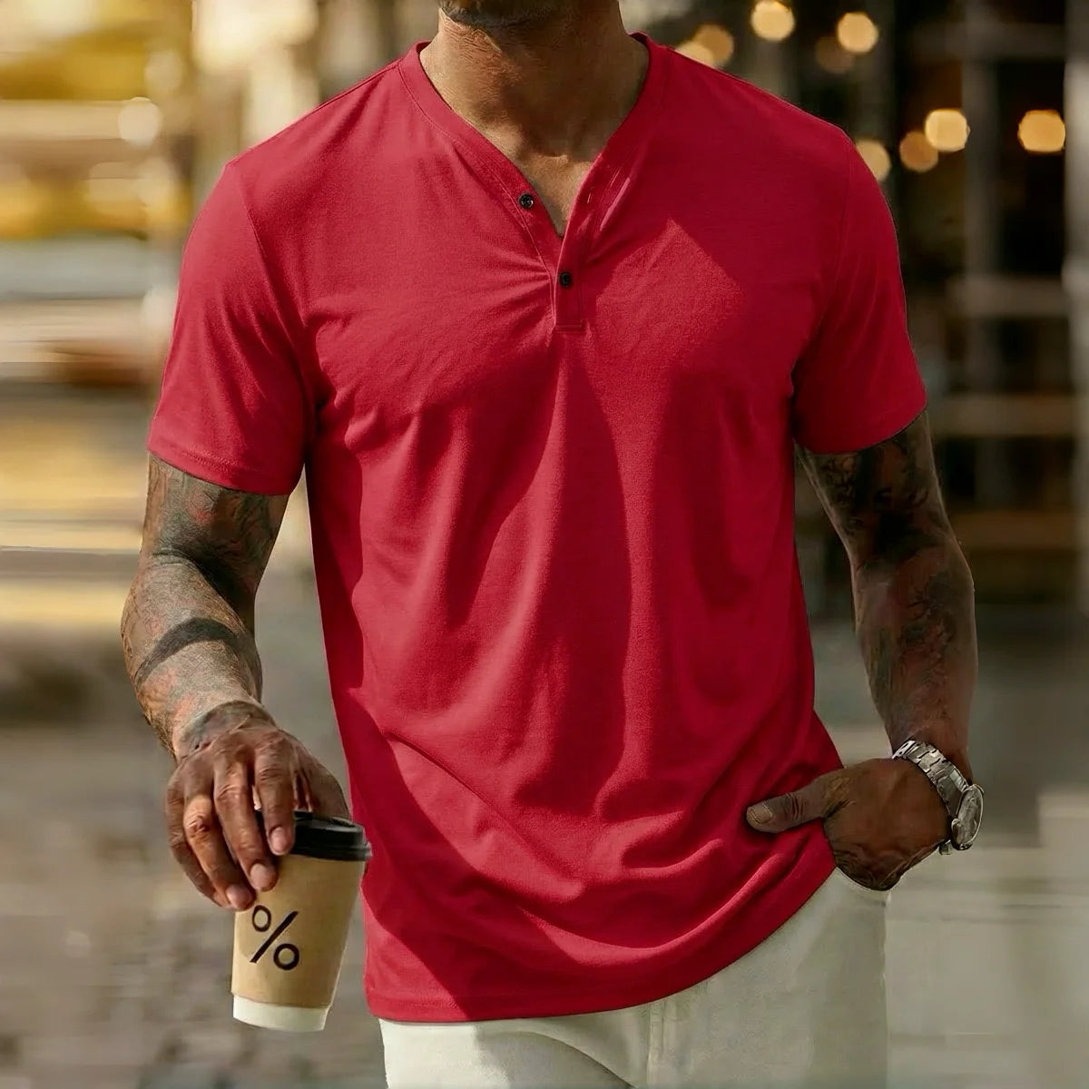 Everyday V-Neck Henley Tee