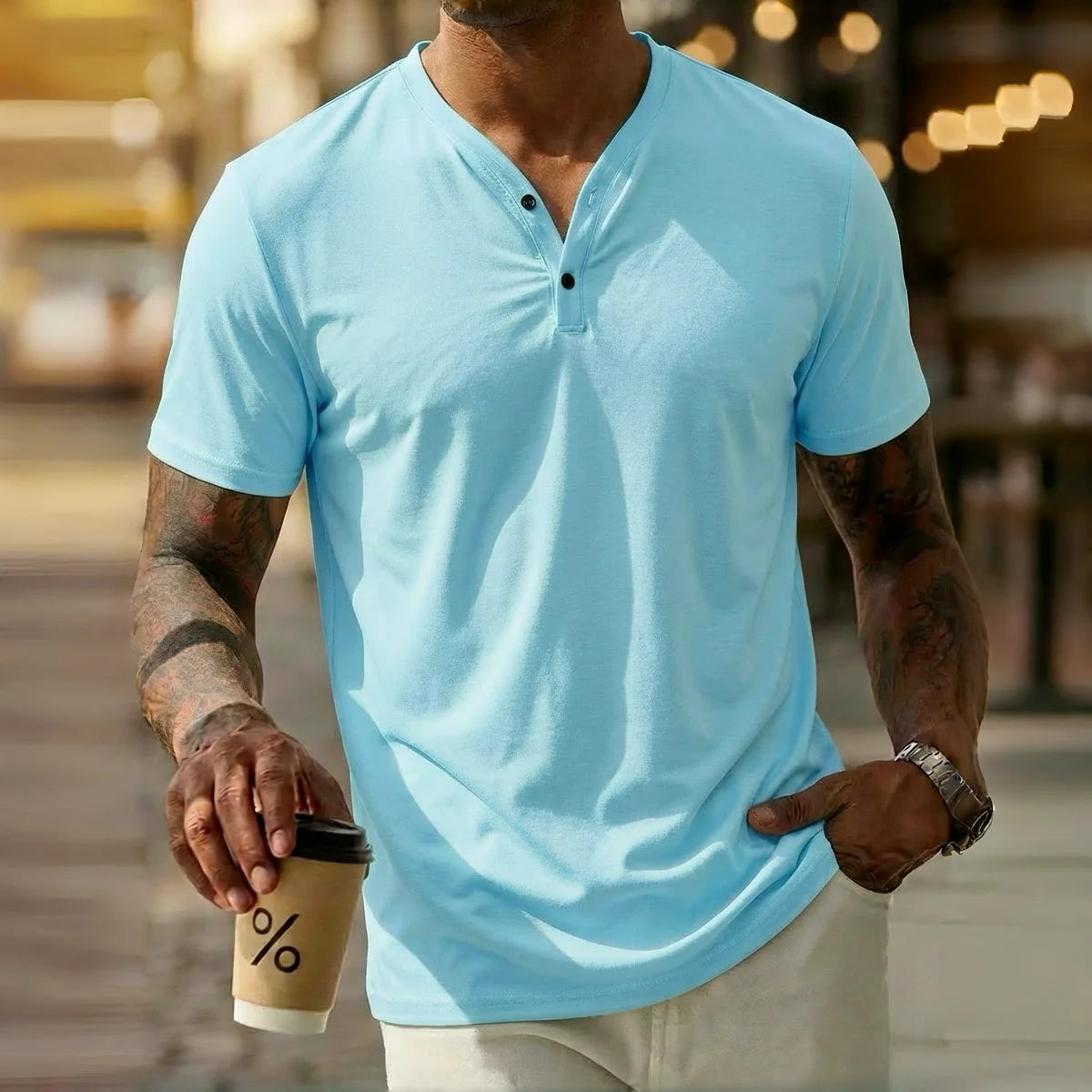 Everyday V-Neck Henley Tee