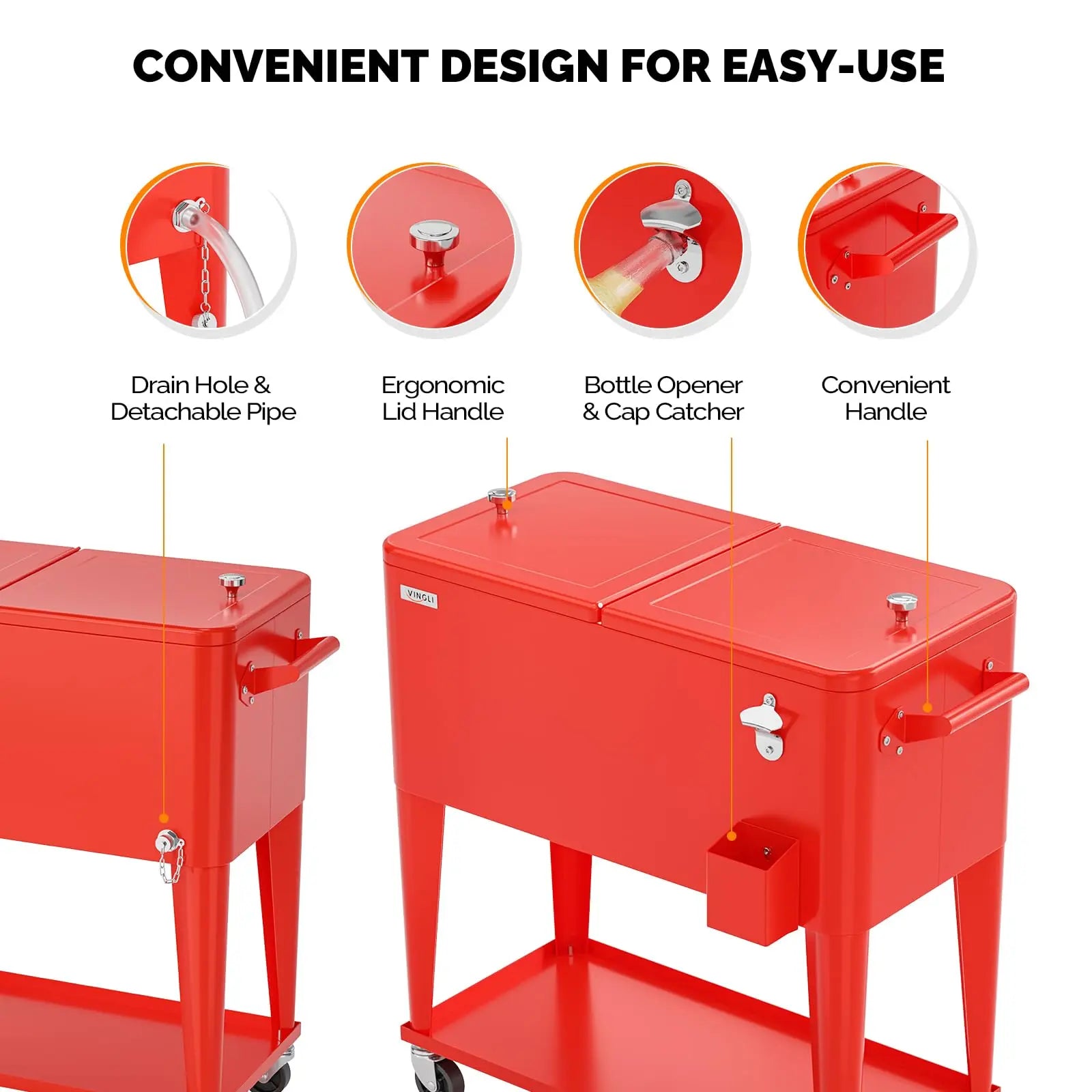 Rolling Patio Party Cooler Cart
