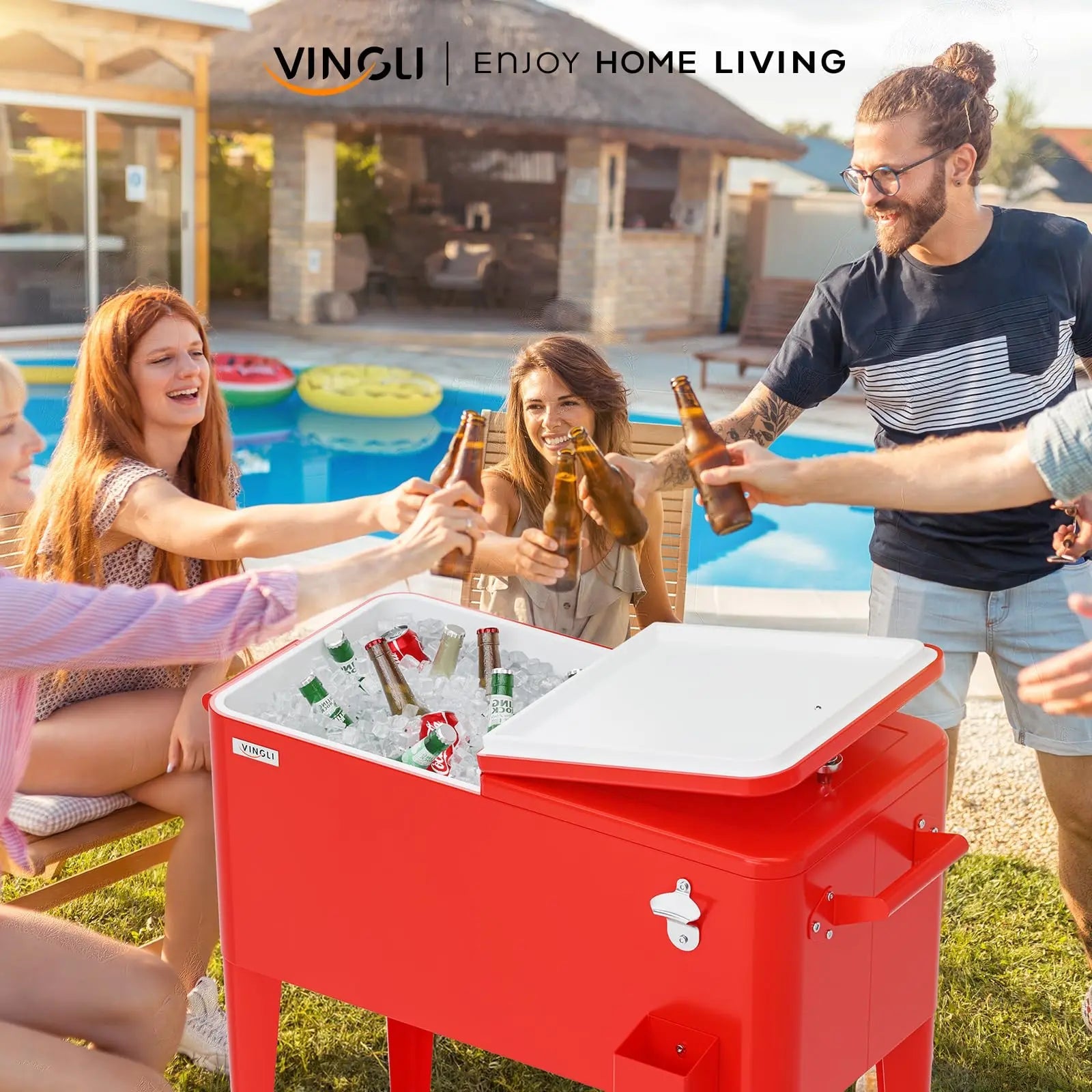 Rolling Patio Party Cooler Cart