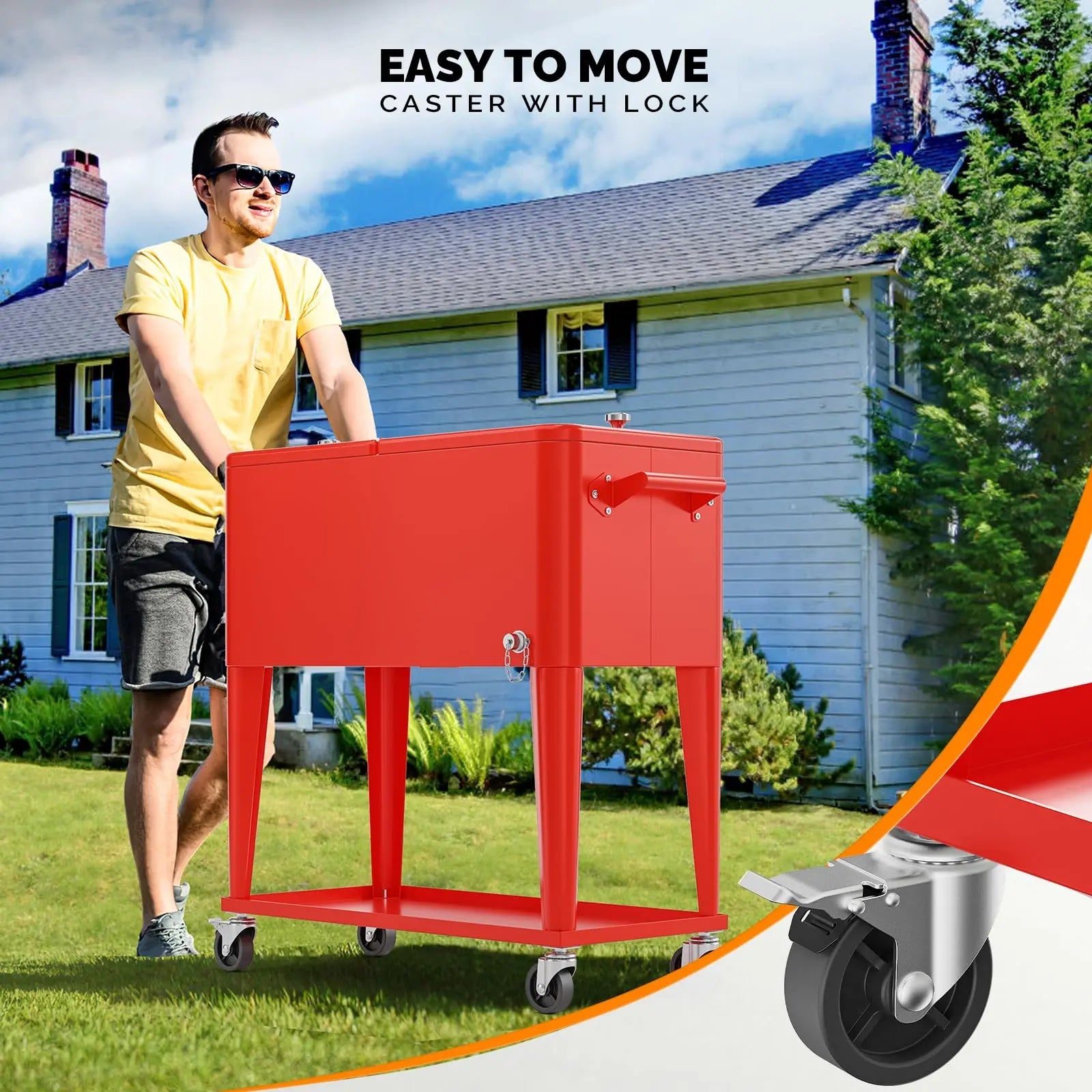 Rolling Patio Party Cooler Cart